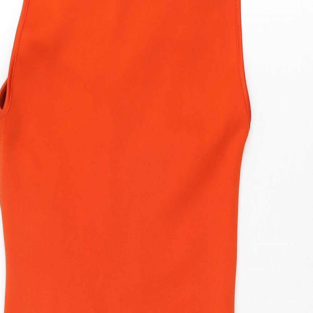 Zara Womens Orange Polyester Bodycon Size M Round Neck Pullover