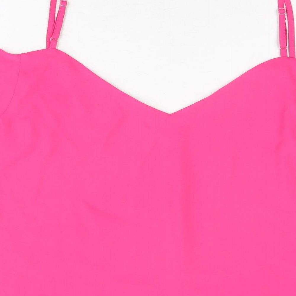 Oasis Womens Pink Polyester Basic Blouse Size 12 V-Neck