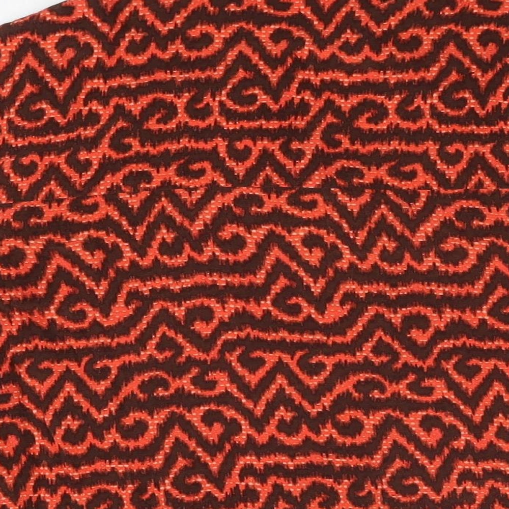 Per Una Womens Red Geometric Viscose Basic T-Shirt Size 10 V-Neck