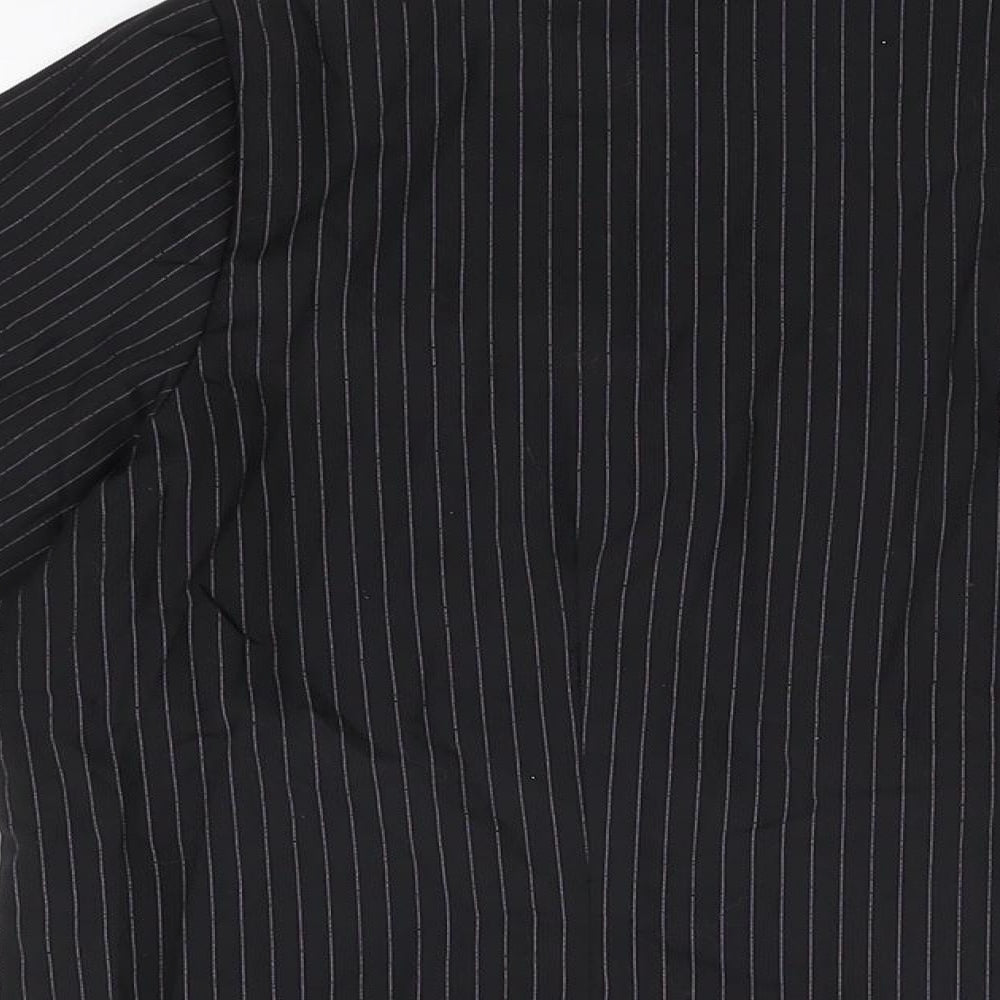 New Look Womens Black Striped Polyester Basic Button-Up Size 18 Collared