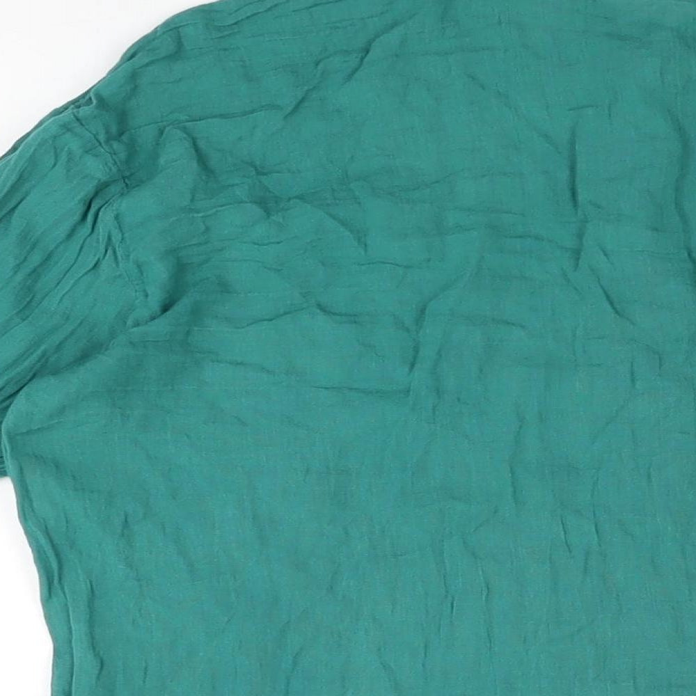 In the Style Womens Green Cotton Basic Button-Up Size 8 Collared