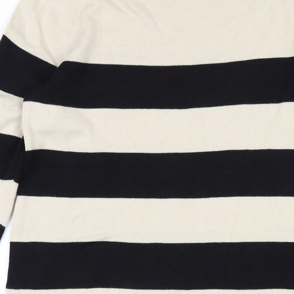 H&M Womens Beige Striped Cotton Jumper Dress Size S Boat Neck Pullover