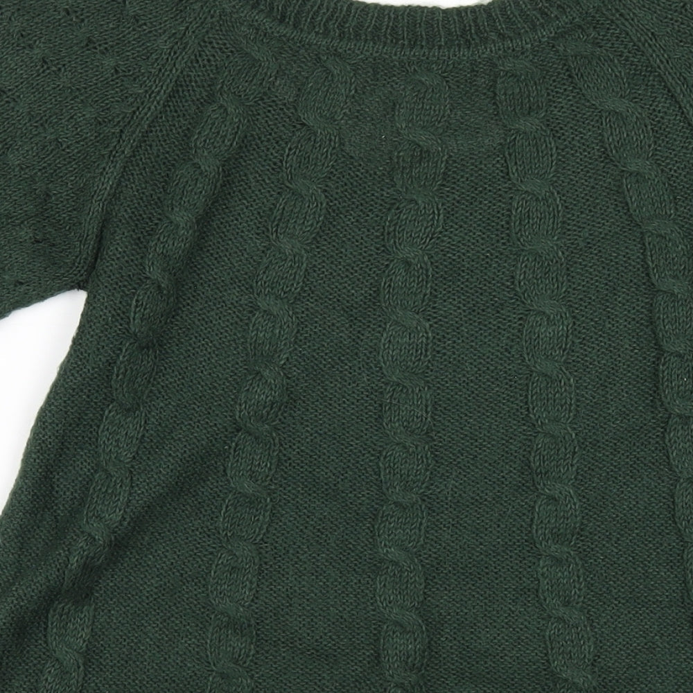 Mango Womens Green V-Neck Acrylic Pullover Jumper Size S