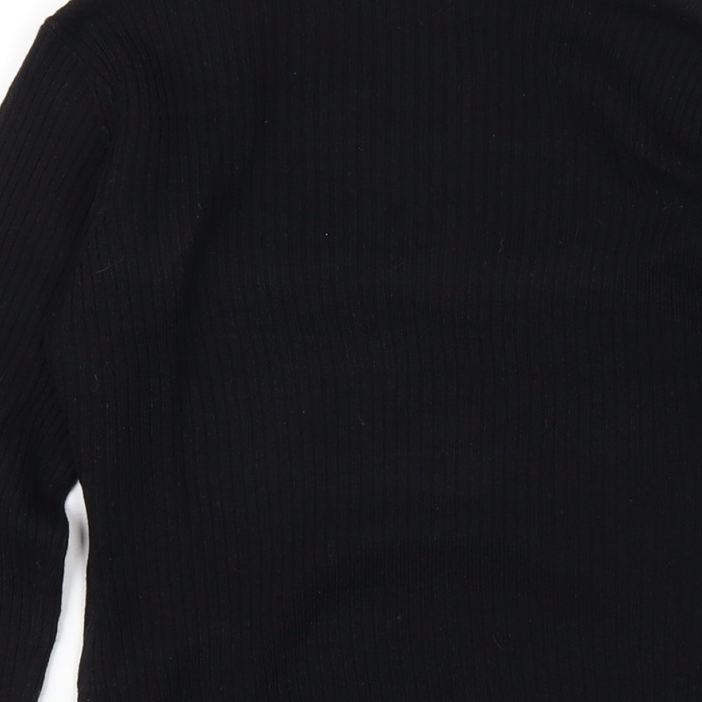 Brave Soul Womens Black Square Neck Acrylic Pullover Jumper Size S
