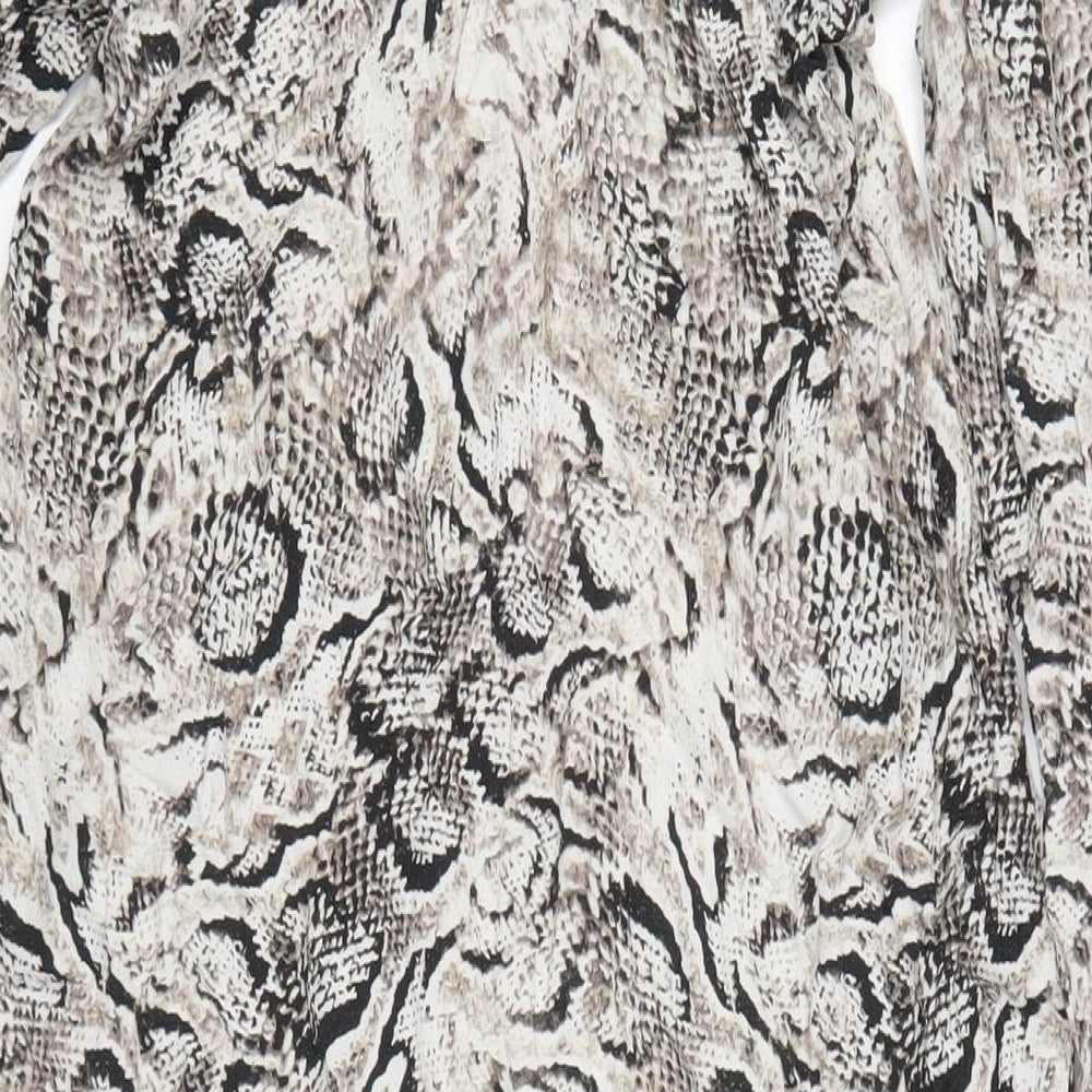 Marks & Spencer Womens Grey Animal Print Viscose A-Line Size M V-Neck Pullover - Snake Print