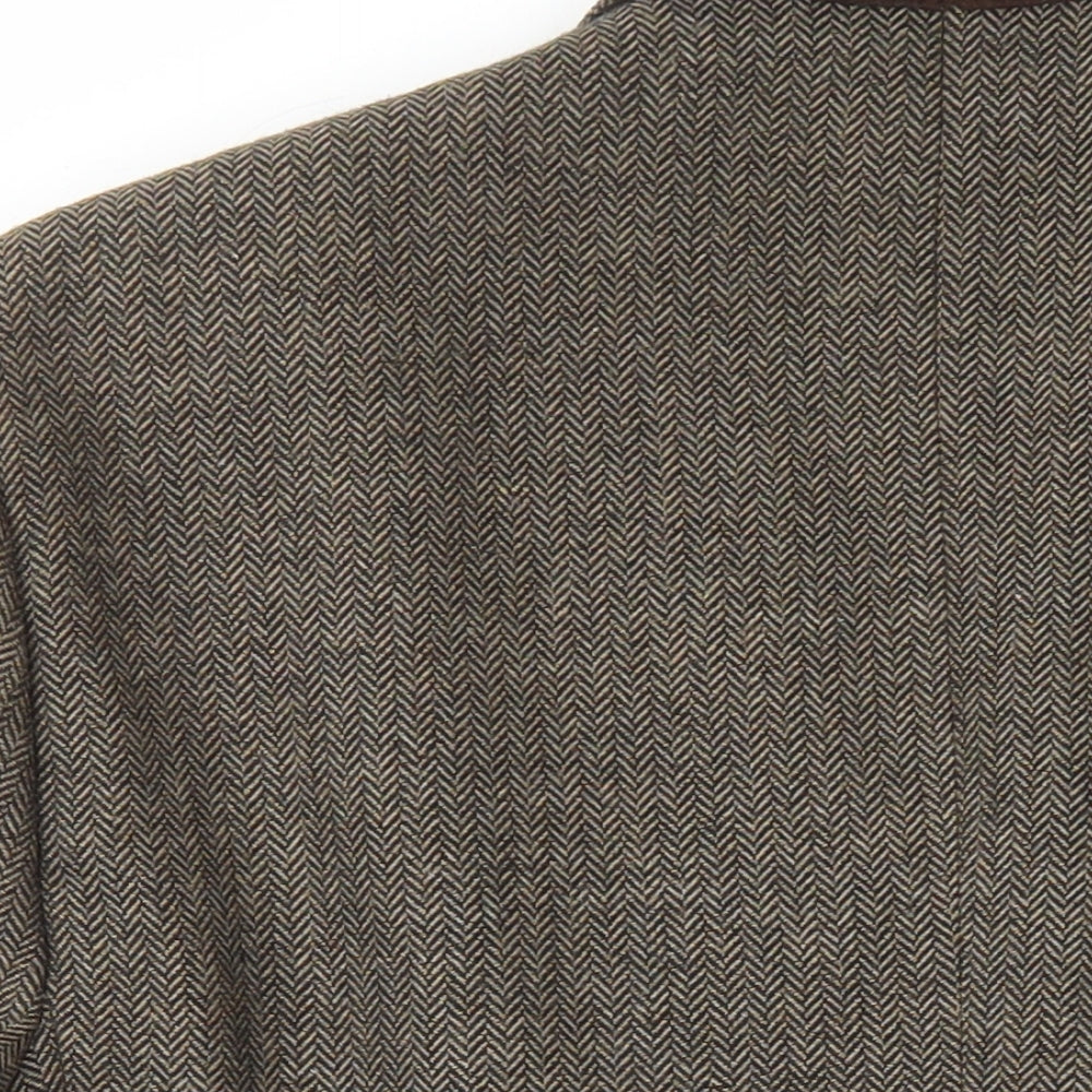 REMUS Mens Beige Herringbone Polyester Jacket Suit Jacket Size 36 Regular
