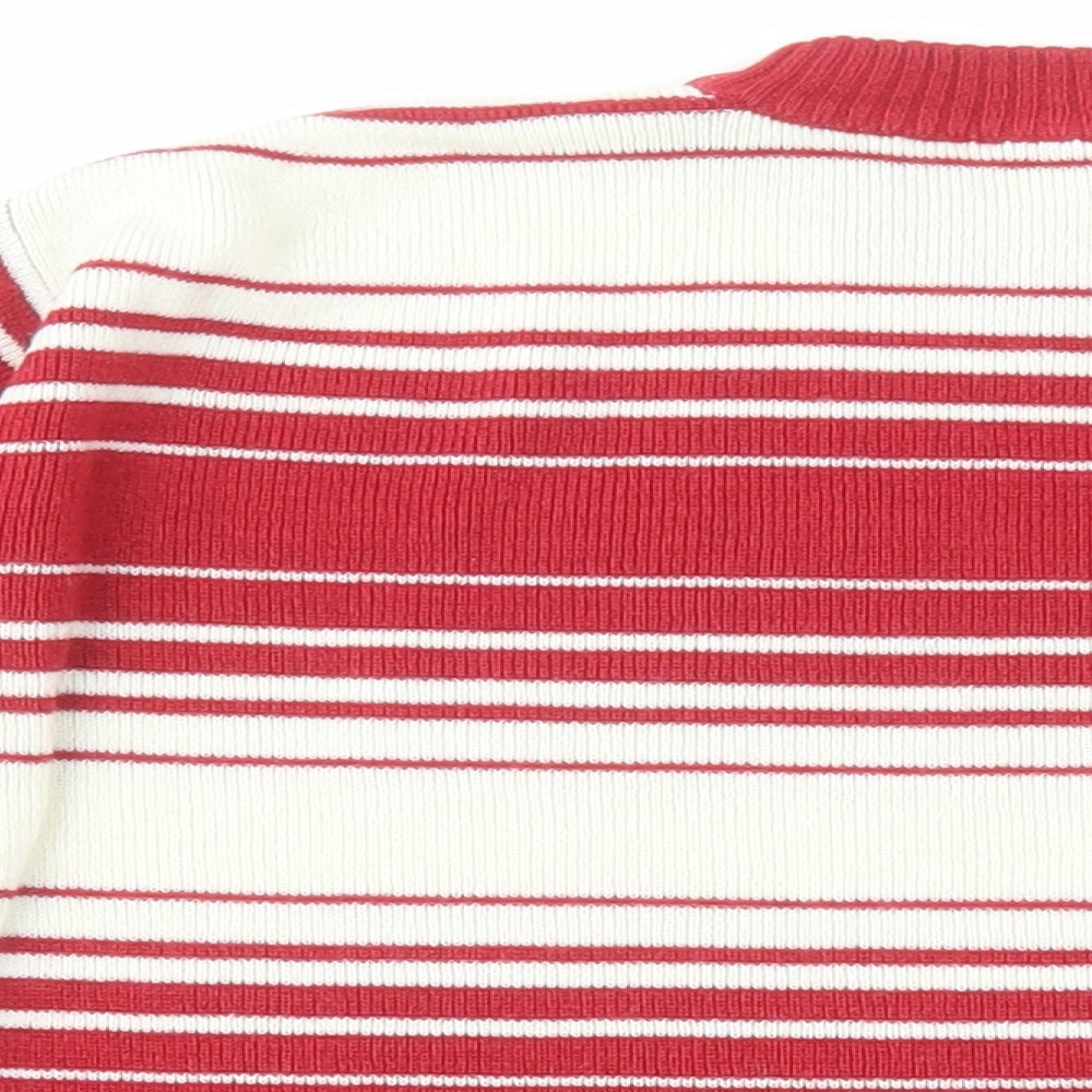 Berkertex Womens Red Round Neck Striped Acrylic Pullover Jumper Size 22 - Size 22-24