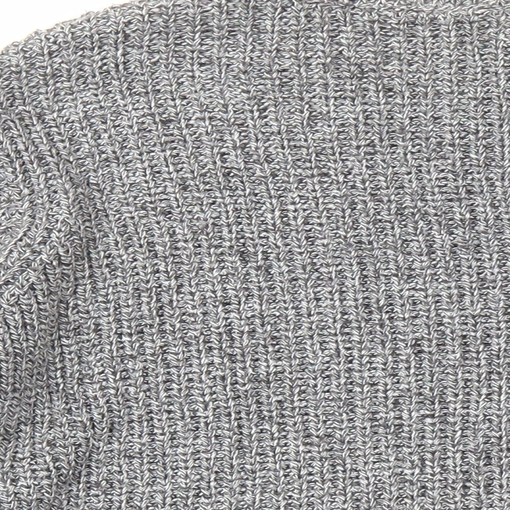 H&M Womens Grey Round Neck Cotton Pullover Jumper Size M - Zip Detail