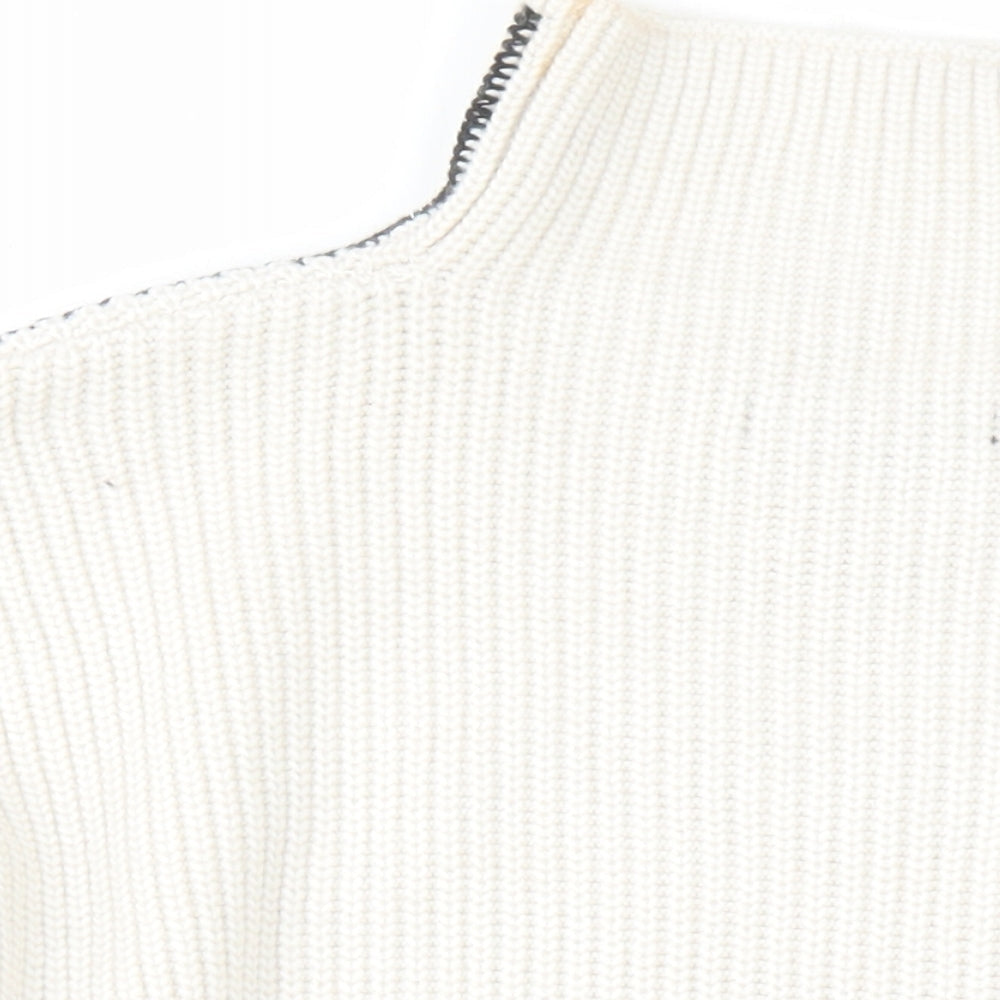 marks and Womens Beige High Neck Polyester Pullover Jumper Size L