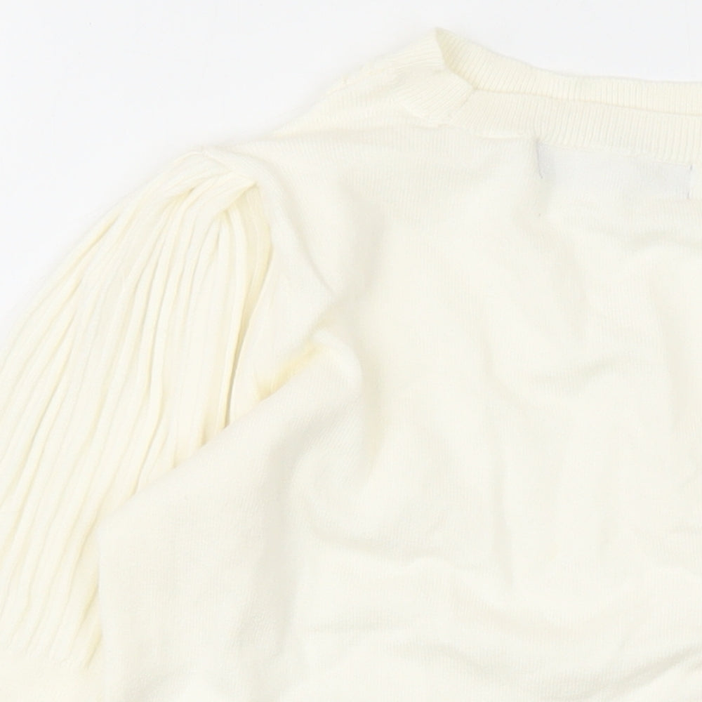 Marks & Spencer Womens Ivory Round Neck Viscose Pullover Jumper Size 10