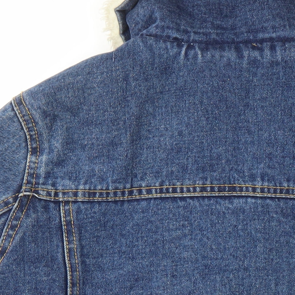 Denim & Co. Womens Blue Jacket Size 8 Button
