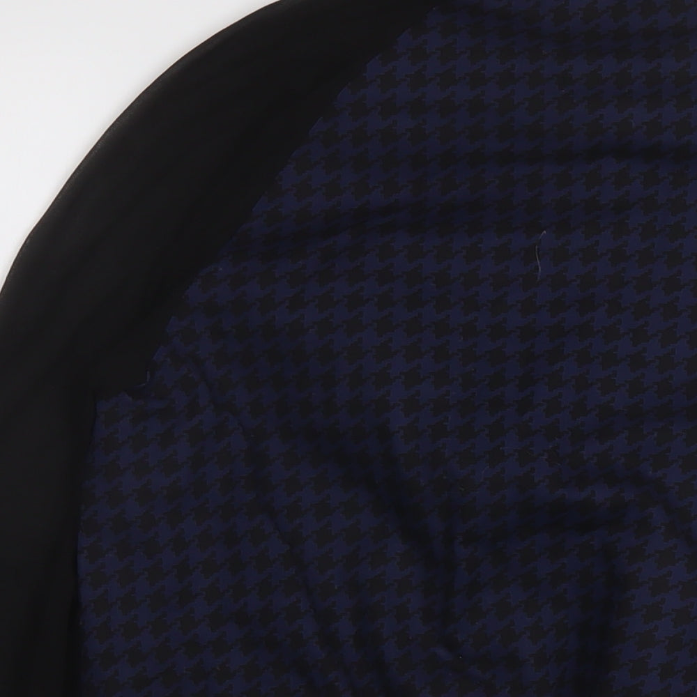 H&M Womens Black Geometric Bomber Jacket Jacket Size 6 Zip - Chiffon sleeves