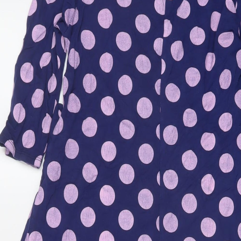 ASOS Womens Purple Polka Dot Viscose A-Line Size 8 V-Neck Pullover