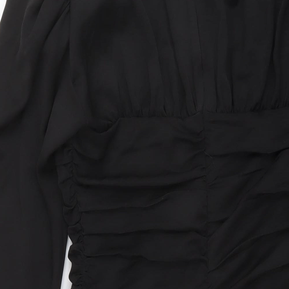 Zara Womens Black Polyester Mini Size M Round Neck Zip