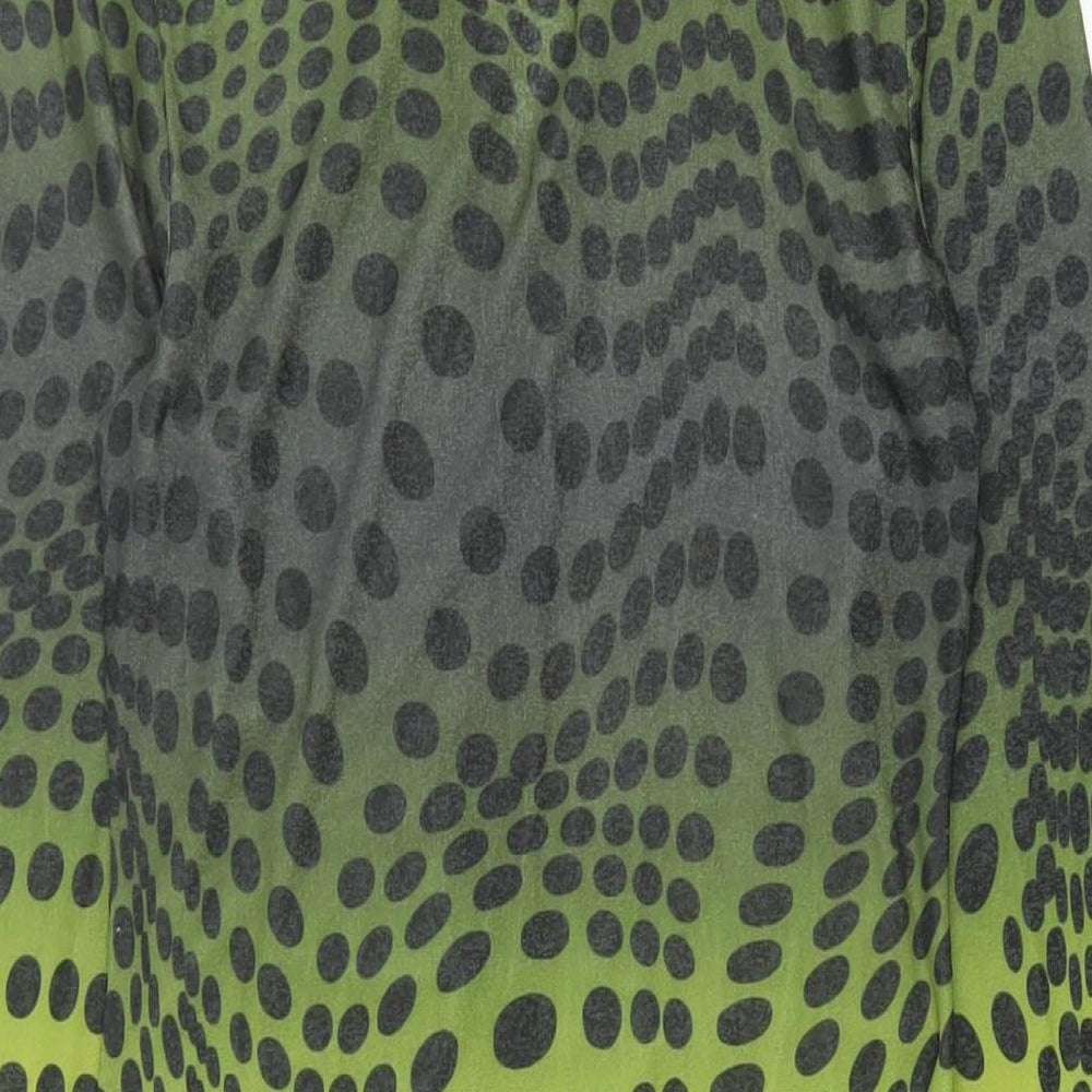 Nasty Gal Womens Green Polka Dot Polyester Bodycon Size 6 V-Neck Button