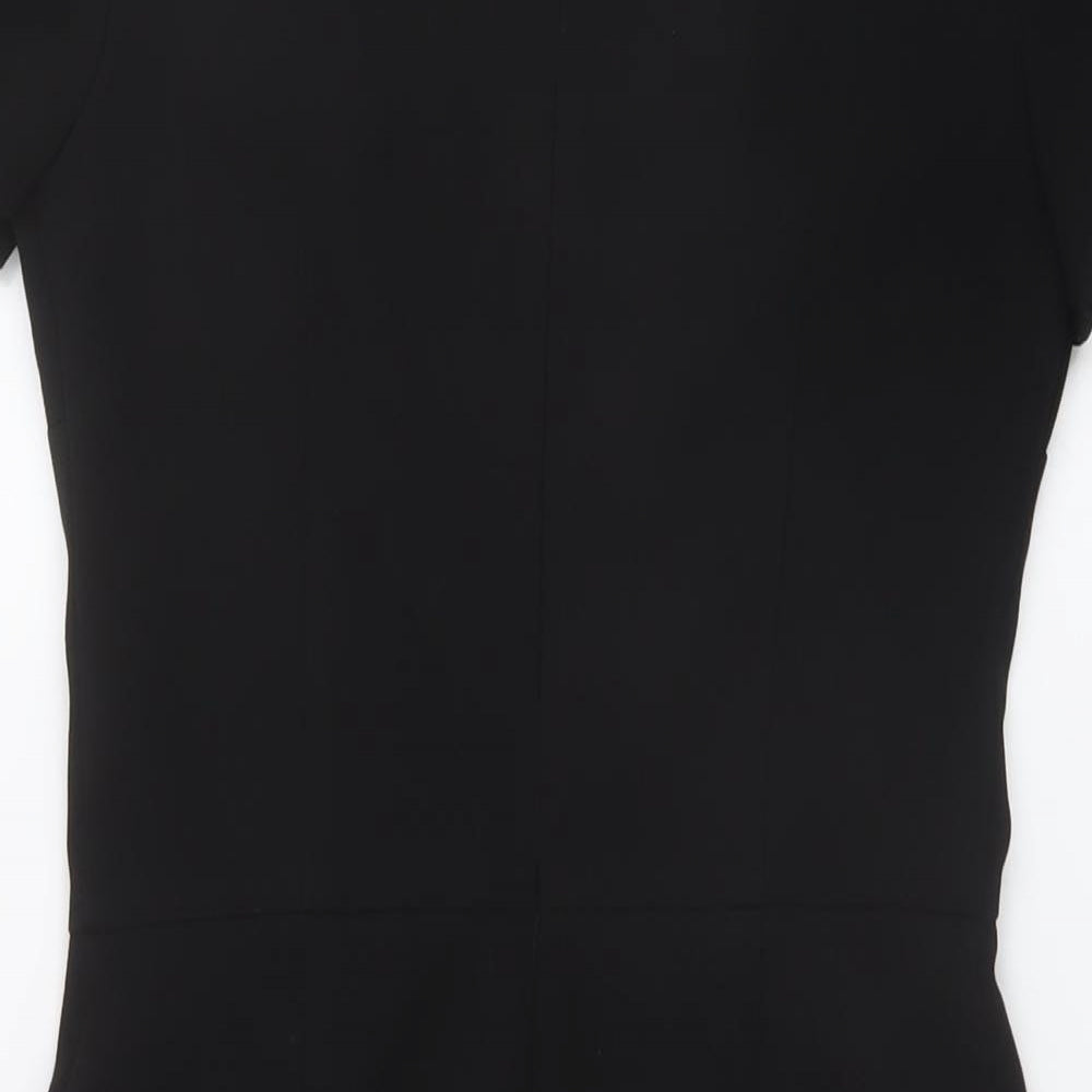 Warehouse Womens Black Polyester A-Line Size 8 Round Neck Zip