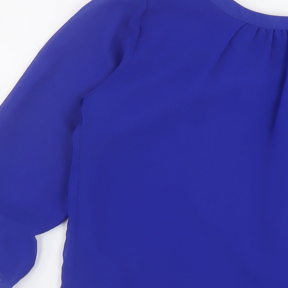 Dorothy Perkins Womens Blue Polyester Basic Blouse Size 6 Round Neck