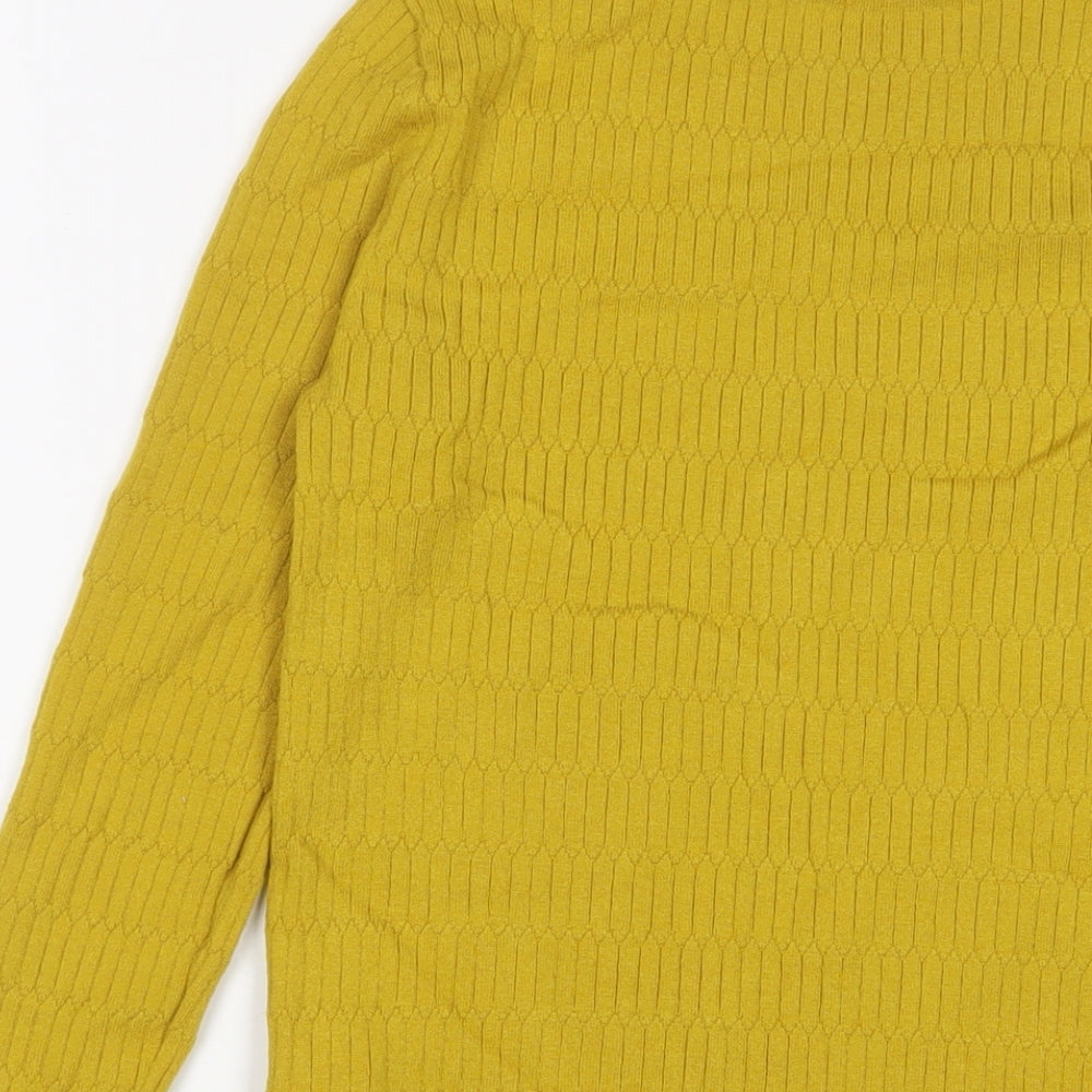 Marks & Spencer Womens Yellow Round Neck Viscose Pullover Jumper Size 10