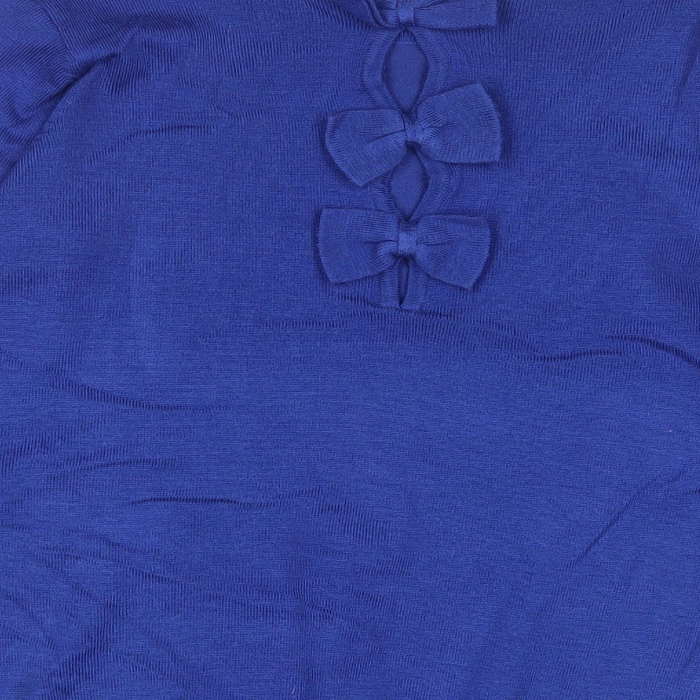 La Redoute Womens Blue Boat Neck Acrylic Pullover Jumper Size 14 - Bows