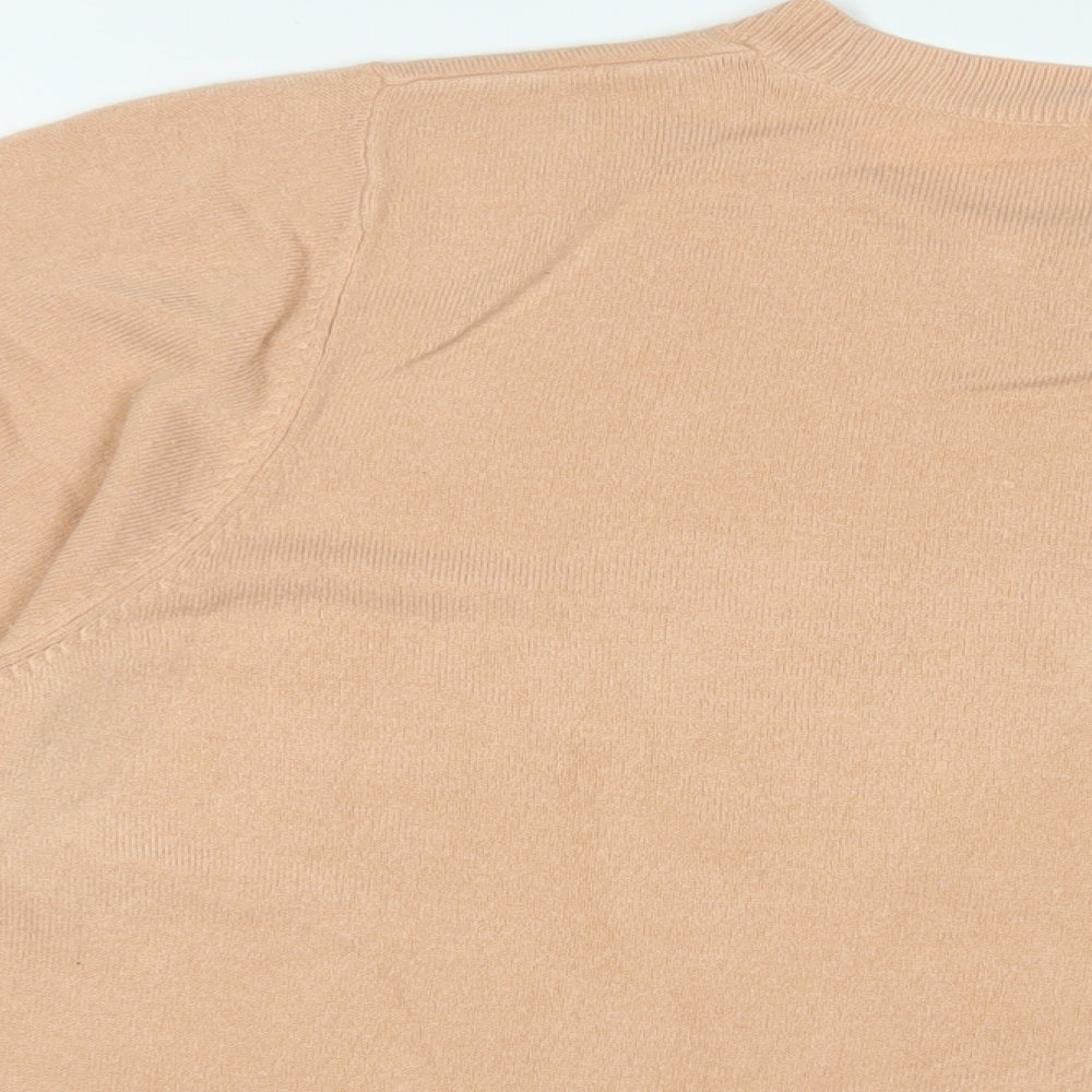Marks & Spencer Womens Beige Crew Neck Acrylic Pullover Jumper Size 24