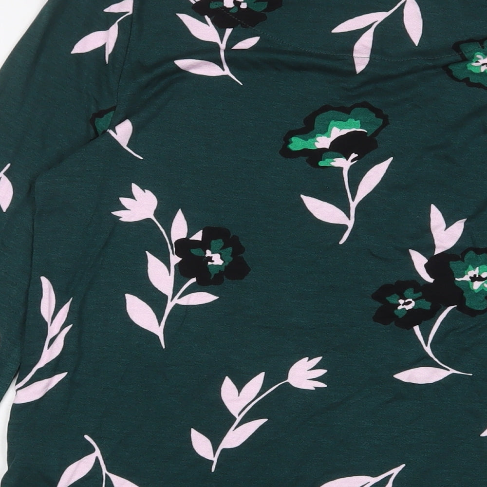 Marks & Spencer Womens Red Floral Viscose Basic T-Shirt Size 8 Crew Neck