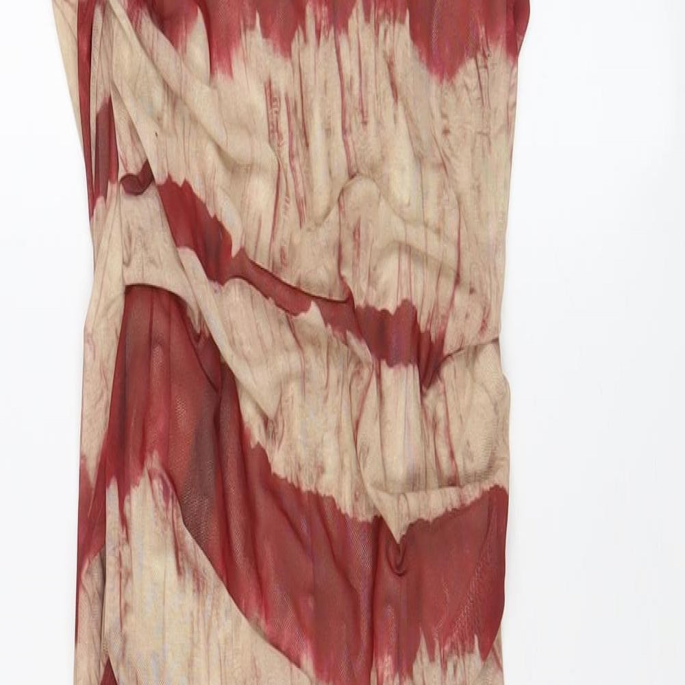 Zara Womens Red Polyester A-Line Size XS Off the Shoulder Zip