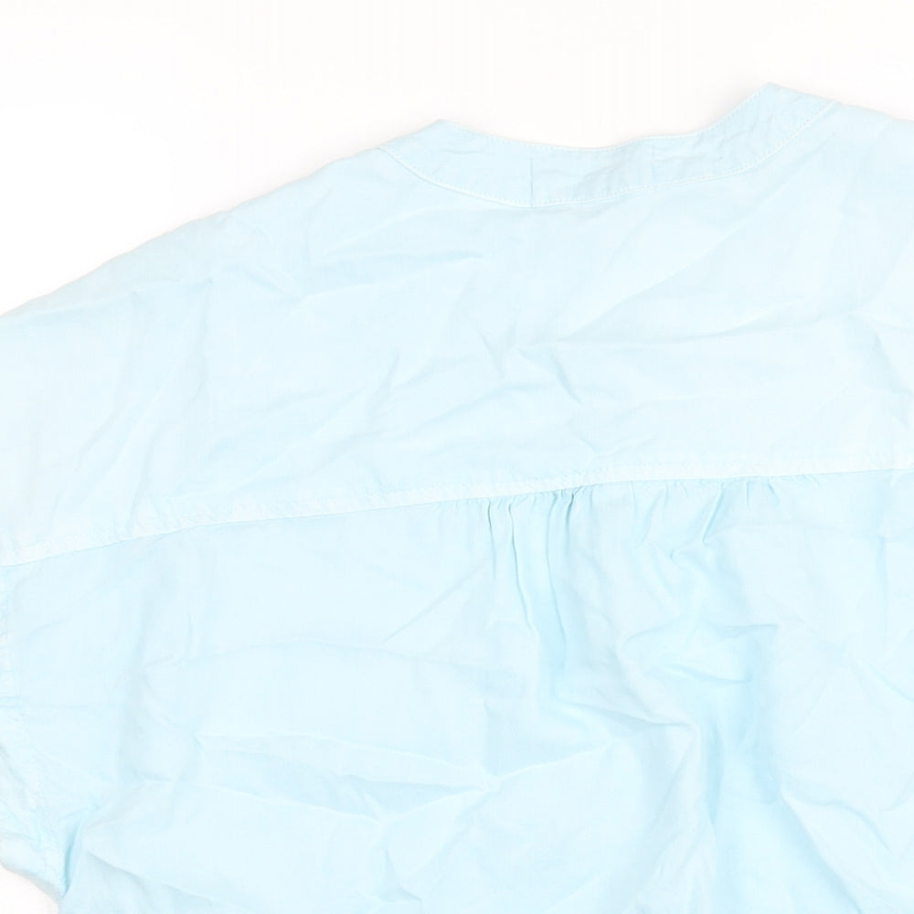 Bella Dahl Womens Blue Lyocell Basic Button-Up Size L Round Neck - Tie Detail