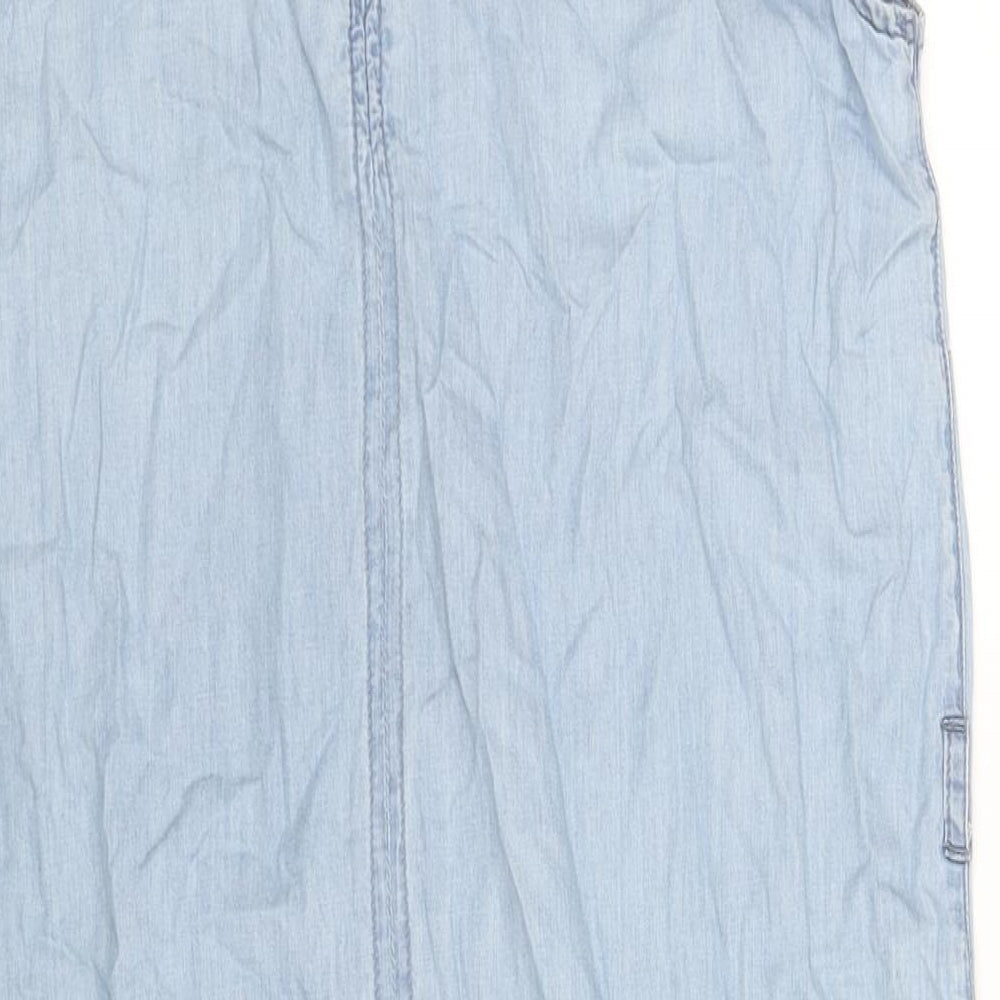 M&Co Womens Blue Cotton Shift Size 12 V-Neck Pullover