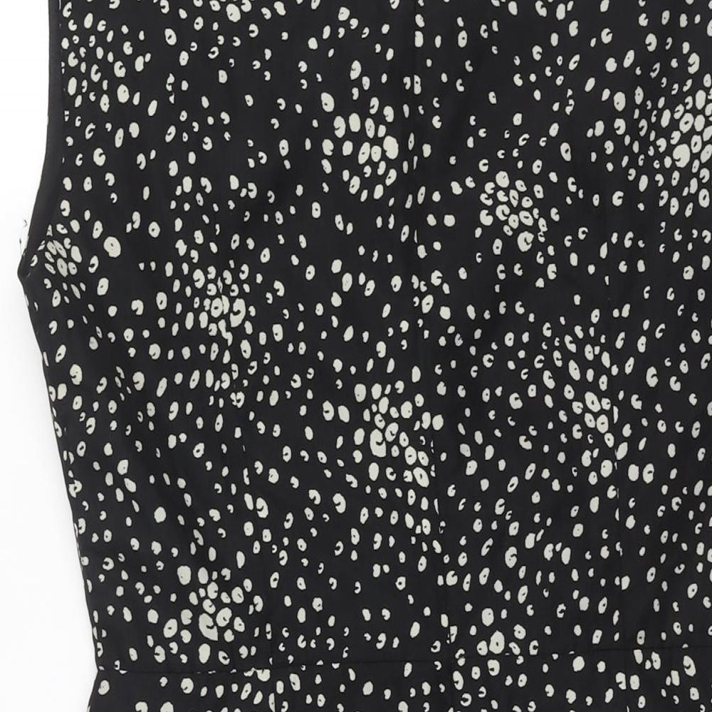 Grace & Mila Womens Black Geometric Polyester Shift Size L Round Neck Zip
