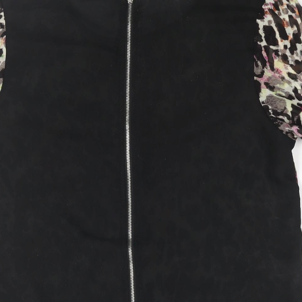 Poppy Lux Womens Multicoloured Polyester Basic Blouse Size 8 Round Neck - Leopard Print