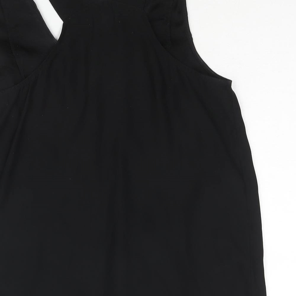 Silence + Noise Womens Black Polyester Mini Size XS V-Neck Pullover - Frill