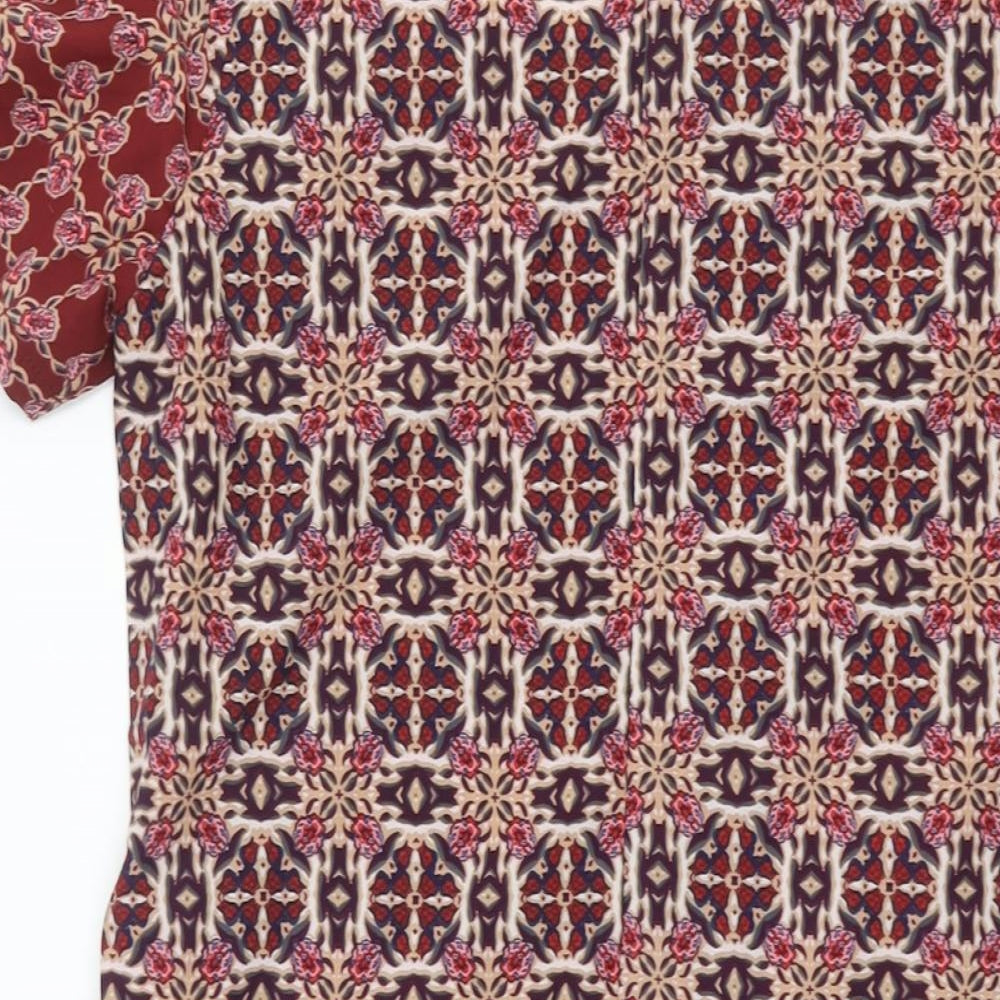 New Look Womens Multicoloured Geometric Polyester Shift Size 10 Round Neck Zip
