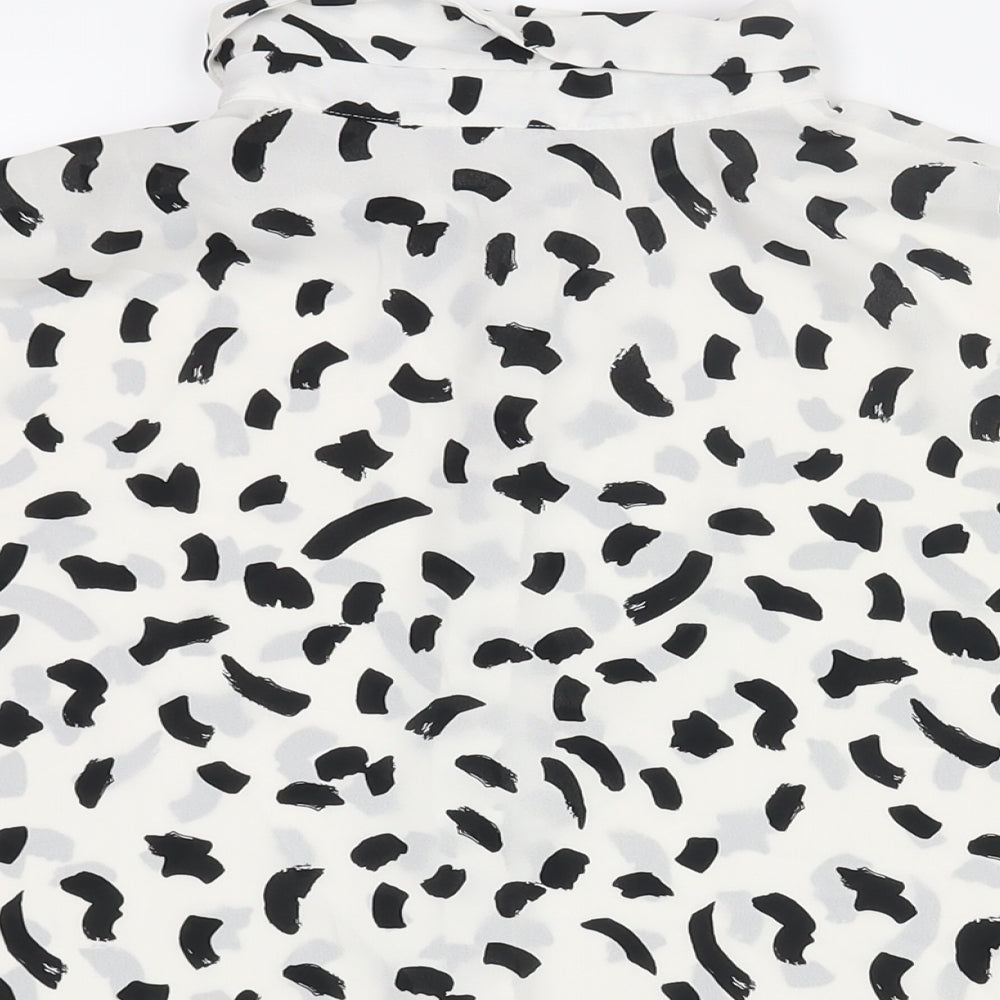 ASOS Womens White Geometric Polyester Basic Button-Up Size 14 Collared
