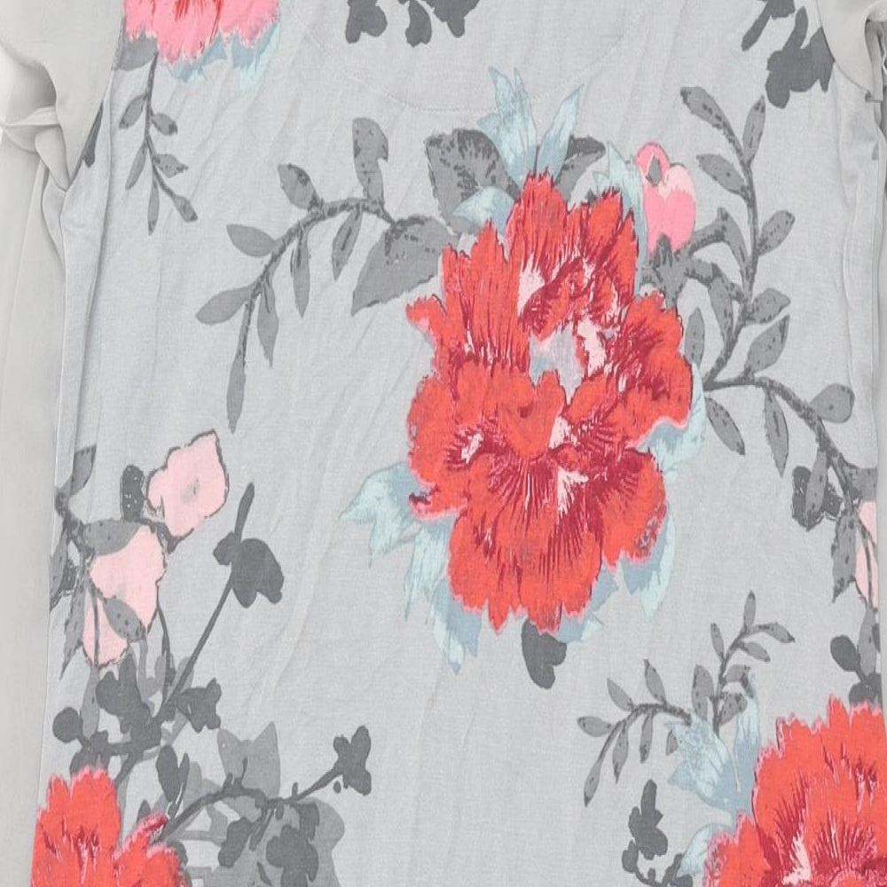 RJR.John Rocha Womens Grey Floral Viscose Shift Size 10 Cowl Neck Pullover