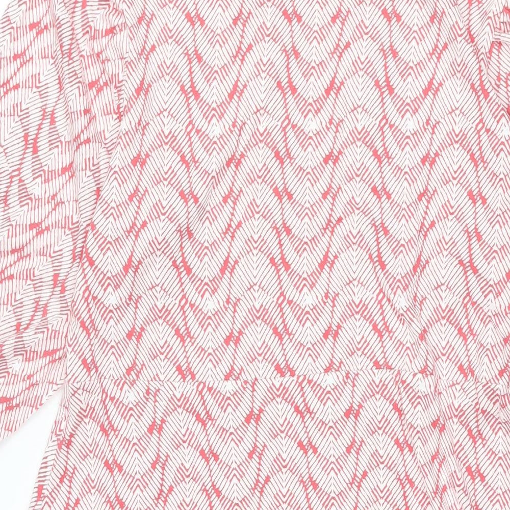 MArks and Womens Red Geometric Viscose A-Line Size 12 Round Neck Pullover