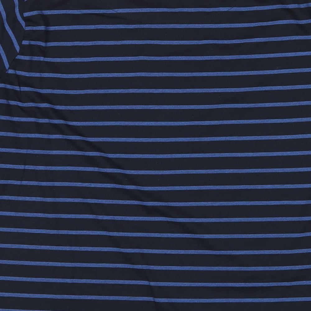 Pebble Bay Womens Blue Striped Polyester Tunic T-Shirt Size 16 Round Neck