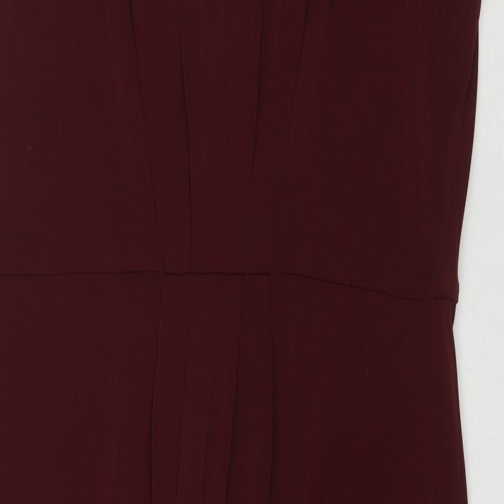 Marks & Spencer Womens Brown Polyester A-Line Size 14 V-Neck Pullover