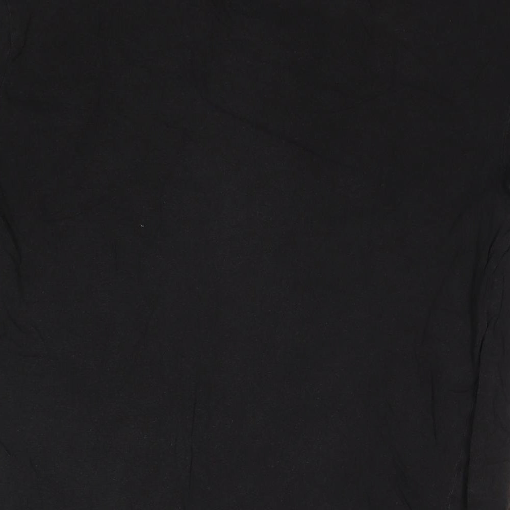 Alpha Womens Black Cotton Basic T-Shirt Size L Round Neck