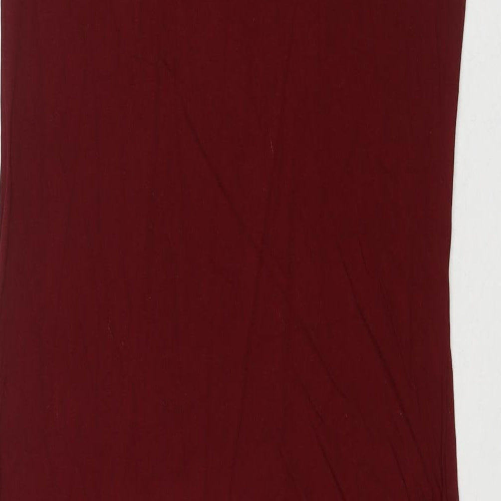 Boohoo Womens Red Viscose T-Shirt Dress Size 12 Round Neck Pullover