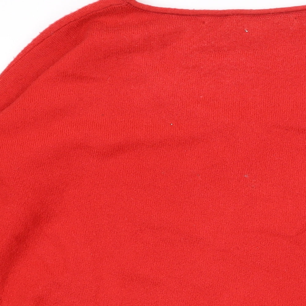 French Connection Womens Red Scoop Neck Acrylic Pullover Jumper Size S