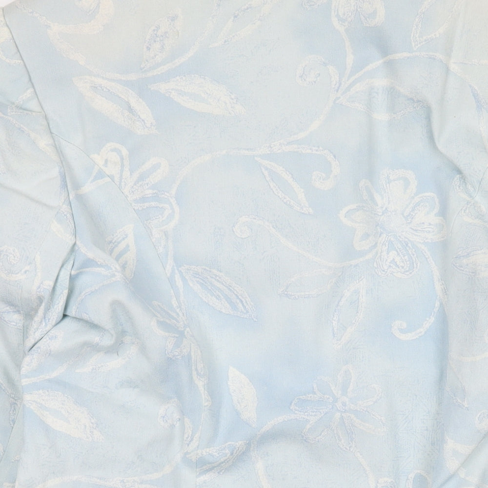 LUCIA Womens Blue Floral Jacket Blazer Size 10 Button