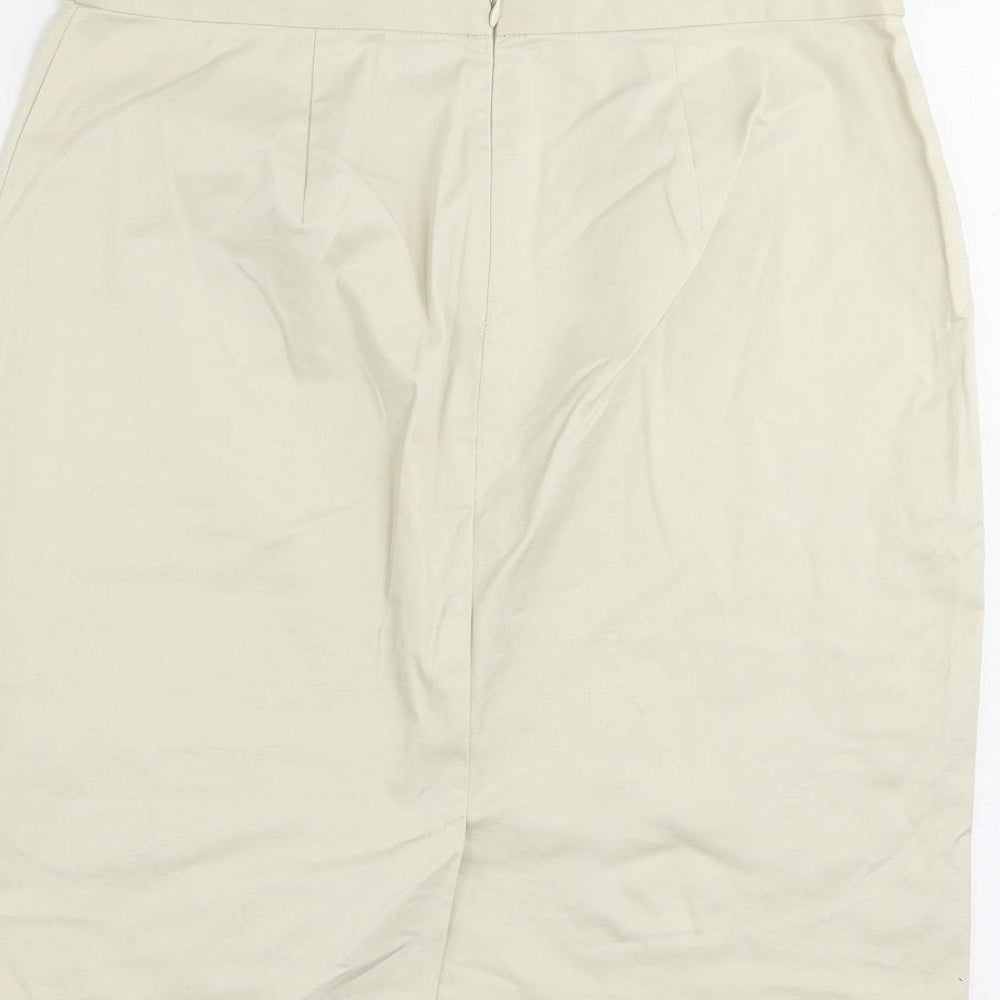 United Colors of Benetton Womens Beige Cotton Straight & Pencil Skirt Size 10 Zip