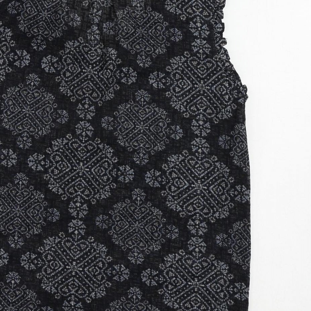 NEXT Womens Blue Geometric Polyester Basic Blouse Size 10 Mock Neck