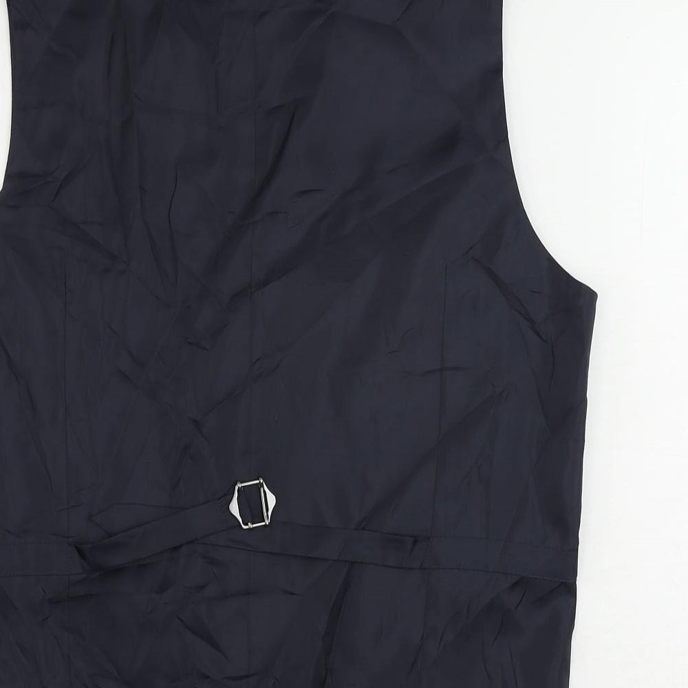 Marks & Spencer Mens Blue Polyester Jacket Suit Waistcoat Size 36 Regular