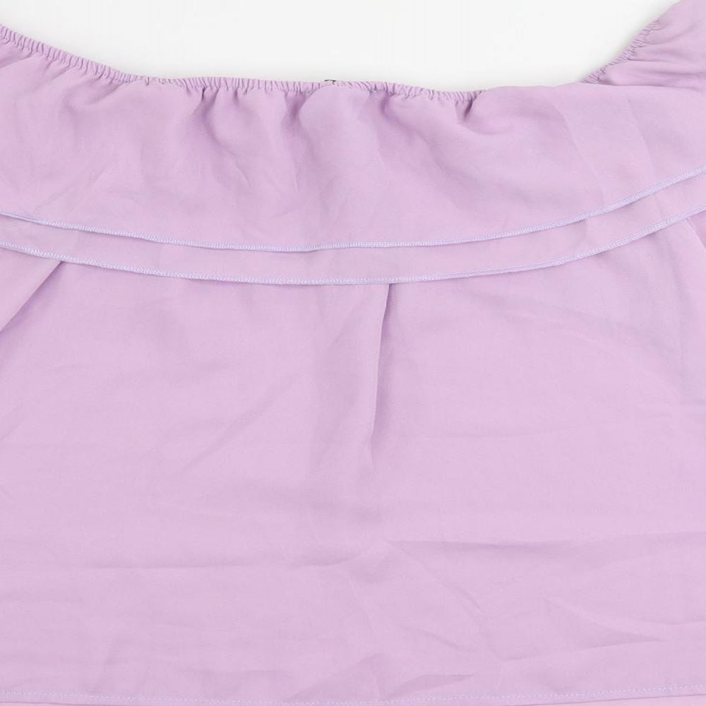 Lipsy Womens Purple Polyester Basic Blouse Size 10 Off the Shoulder