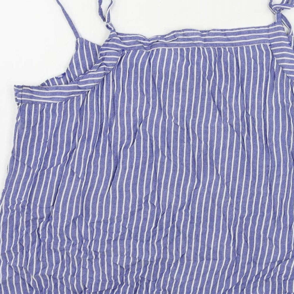 Select Womens Blue Striped Viscose Camisole Tank Size 14 Scoop Neck