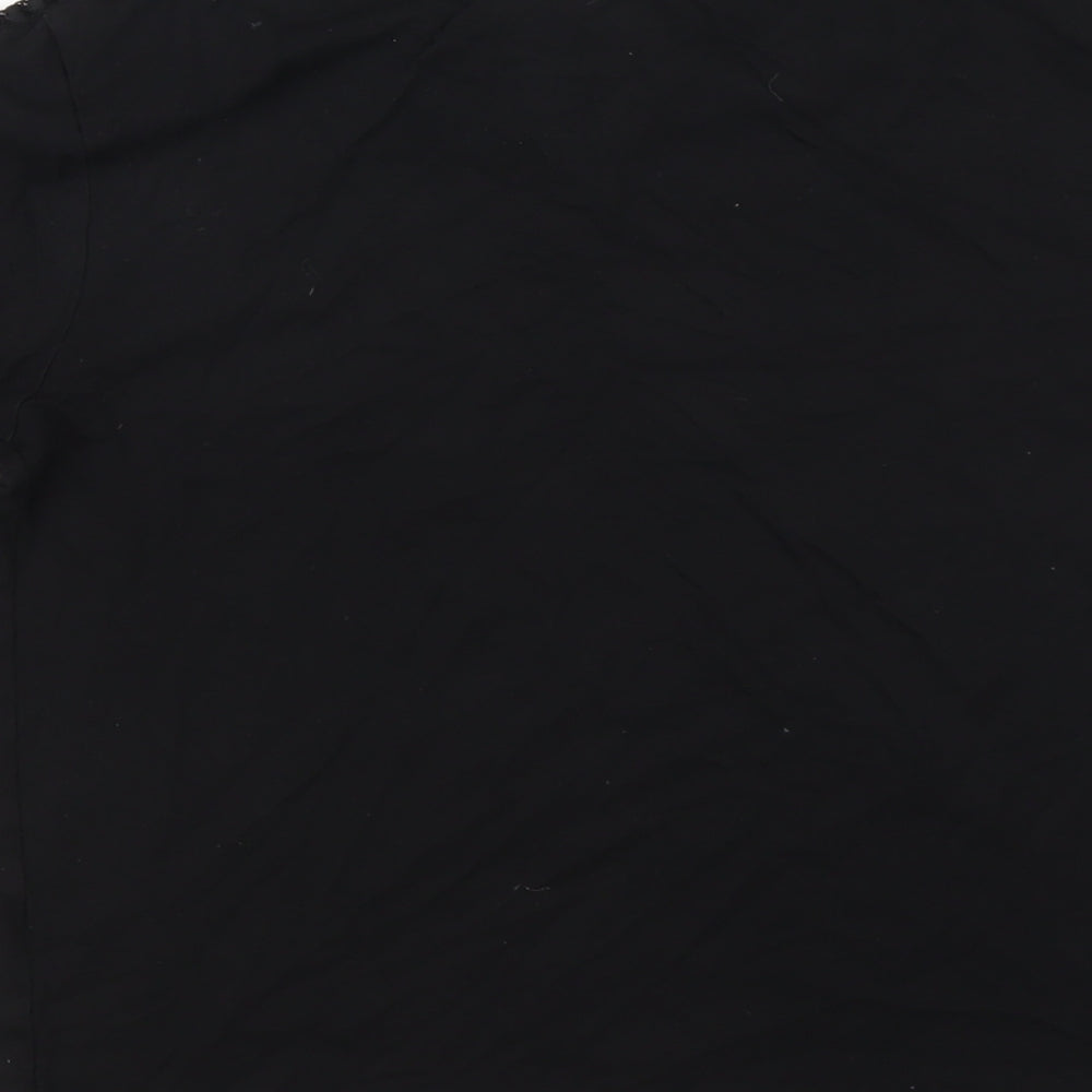 Topshop Womens Black Cotton Basic T-Shirt Size 4 Round Neck