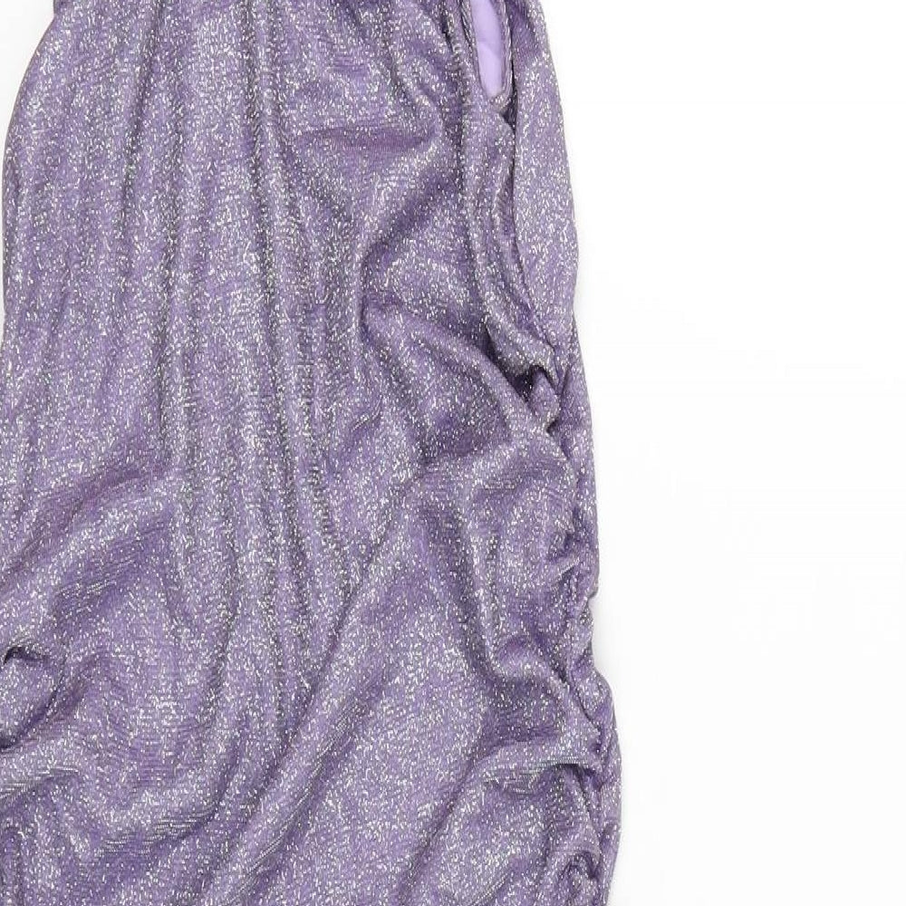 H&M Womens Purple Polyester Mini Size S Square Neck Pullover