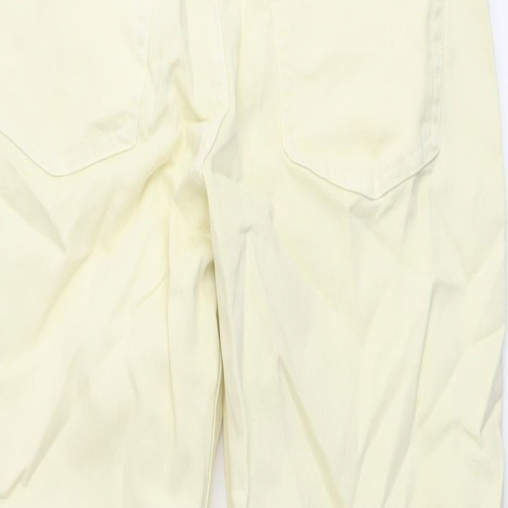 Marks & Spencer Womens Yellow Cotton Mom Jeans Size 10 L25 in Regular Button