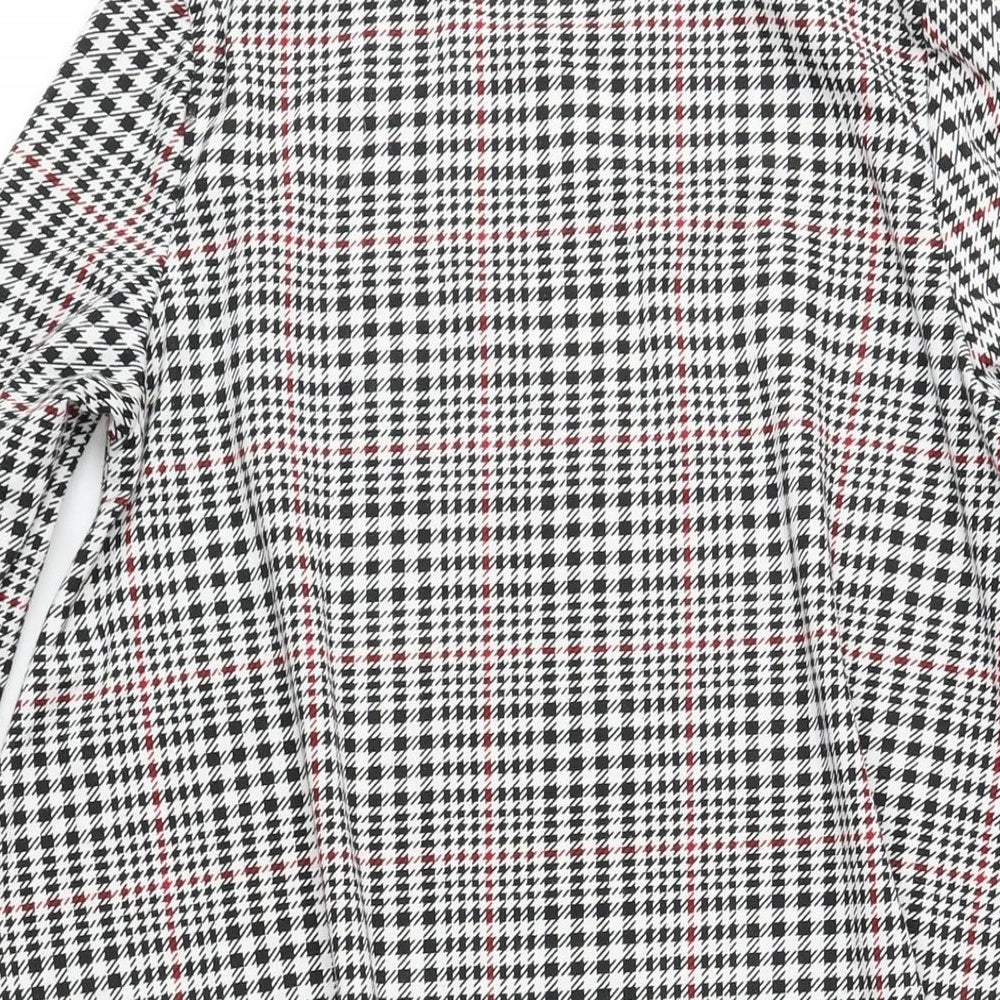 Glamorous Womens Black Houndstooth Polyester A-Line Size 12 Round Neck Pullover